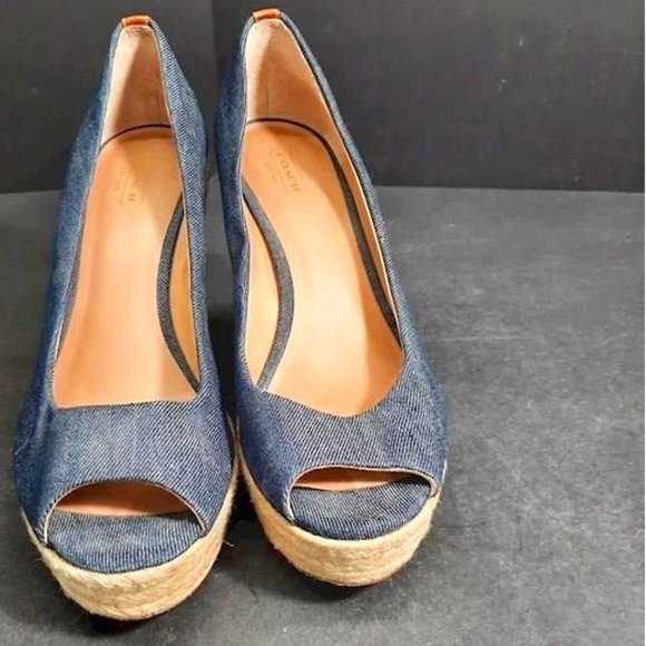 Coach Milan Denim Wedge Heel - Picture 1 of 6